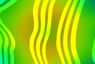 Açık yeşil, bükülmüş çizgileri olan sarı vektör şablonu. Basit çizgilerle renkli gradyan çizimi. Tasarımınız için basit şablon.