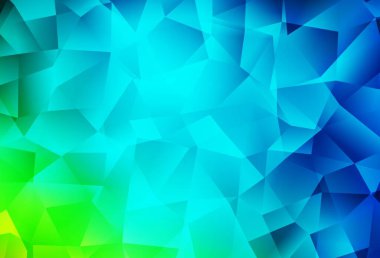 Açık mavi, yeşil vektör eğimli üçgen dokusu. Üçgenli modern soyut çizim. Cep telefonunun arka planının şablonu.