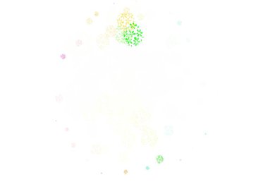 Açık yeşil, yapraklı kırmızı vektör karalama deseni. Bulanık arka planda yaprakları olan eskiz karalamalar. Web ve broşürler için elle boyanmış tasarım.