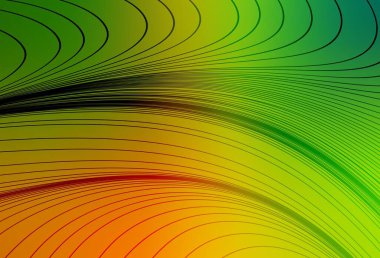 Açık yeşil, kıvrımlı çizgileri olan sarı vektör deseni. Kavisli çizgilerden oluşan parlak bir illüstrasyon. İşiniz için en iyi tasarım.