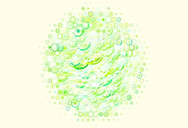 Hellgrüne Gelbe Vektortextur Mit Scheiben Linien Illustration Mit Bunten Kreisen — Stockvektor