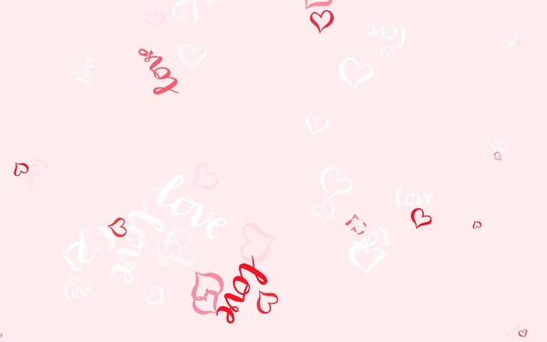 Fondo Vector Rojo Claro Con Corazones Dulces Hermoso Estilo Celebración — Archivo Imágenes Vectoriales