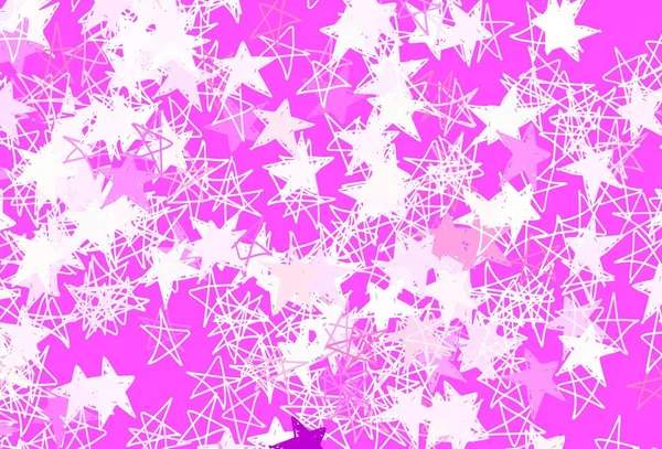 ライトパープル クリスマススターとピンクベクトルパターン 星の色で抽象的なイラストを光る 占星術のウェブサイトのパターン — ストックベクタ