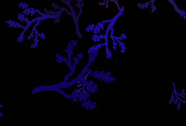 深紫色 粉色矢量涂鸦背景与Sakura 用树叶和枝条显示彩色插图 您的业务最好的设计 — 图库矢量图片