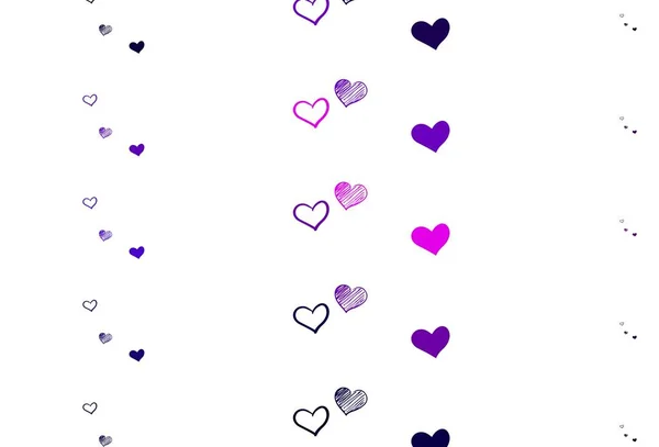 Light Purple Vector Background Shining Hearts Illustration Shapes Gradient Hearts — Stock Vector