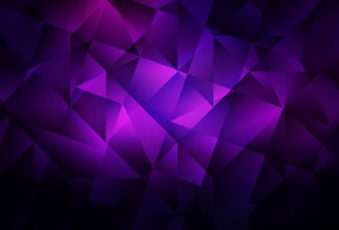 Koyu mor, pembe vektör eğimli üçgen dokusu. Yarım ton şeklinde, üçgenli yaratıcı illüstrasyon. Web siteniz için yeni bir doku.