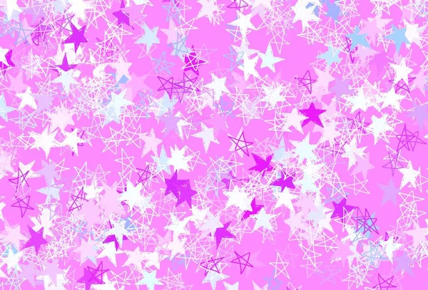 Rosa Claro Fondo Vector Azul Con Estrellas Colores Estrellas Sobre — Archivo Imágenes Vectoriales