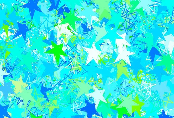 Azul Claro Fundo Vetorial Verde Com Estrelas Coloridas Glitter Ilustração — Vetor de Stock