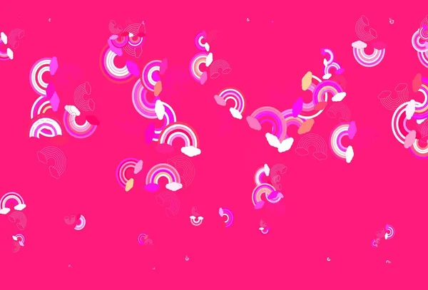 Rose Clair Fond Vectoriel Jaune Avec Arc Ciel Nuages Illustration — Image vectorielle