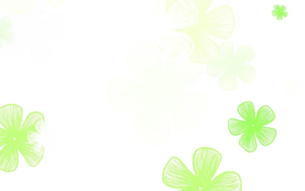 Verde Chiaro Giallo Vettore Doodle Sfondo Con Fiori Fiori Scarabocchi — Vettoriale Stock