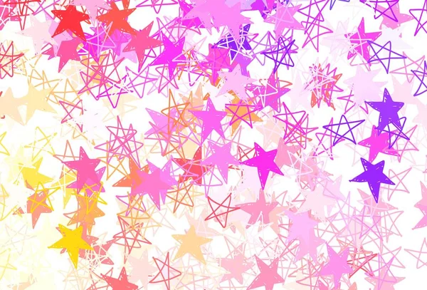 Rosa Claro Textura Vectorial Amarilla Con Hermosas Estrellas Ilustración Decorativa — Vector de stock