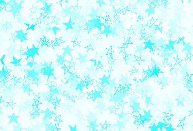 Açık Mavi, küçük ve büyük yıldızlı yeşil vektör arkaplan. Yıldızlı parlak renkli illüstrasyon. Astroloji web siteleri için desen.