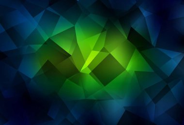 Koyu yeşil, sarı vektör düşük poli düzeni. Zarif üçgenleri olan soyut çizimler. Dizaynınız için üçgen desen.