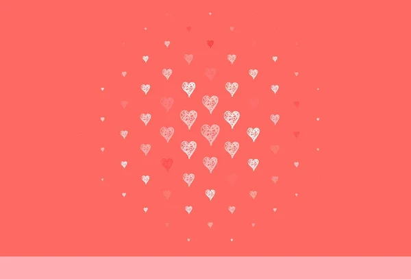 Ανοιχτό Ροζ Κόκκινο Διάνυσμα Πρότυπο Doodle Καρδιές Εικονογράφηση Σχήματα Βαθμονομημένων — Διανυσματικό Αρχείο