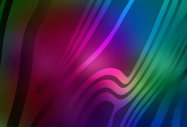 Donkere Multicolor Vector Lay Out Met Gebogen Lijnen Kleurrijk Geometrisch — Stockvector