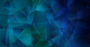 4K koyu mavi, yeşil çokgen soyut görüntü döngüsü.