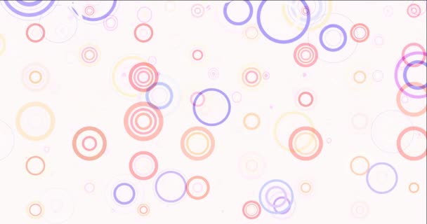 4K looping licht roze, gele video met cirkel vormen. — Stockvideo