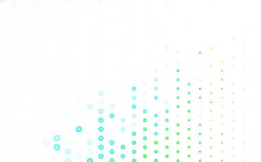 Açık mavi, köpüklü yeşil vektör arkaplan. Soyut arka planda bulanık kabarcıklar ve renkli gradyan. Reklamlar, broşürler için desen.