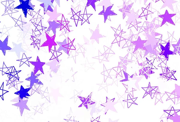 Textura Vectorial Púrpura Claro Con Hermosas Estrellas Estrellas Sobre Fondo — Vector de stock