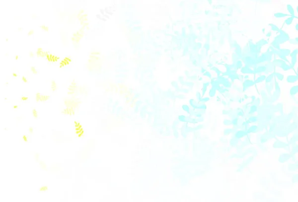 Hellblauer Gelber Vektor Doodle Hintergrund Mit Blättern Eine Vage Abstrakte — Stockvektor