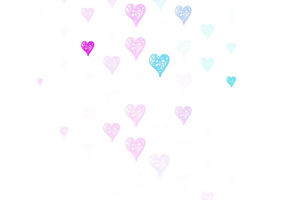 Светло Розовый Синий Векторный Фон Сердечками Shining Мбаппе Стиле Феерии — стоковый вектор