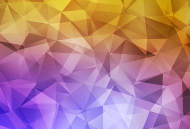 Açık Pembe, sarı vektör çokgen arka plan. Üçgenlerden oluşan parlayan çokgen çizimler. Broşürünüz için yepyeni bir tasarım..