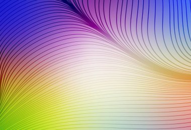Eğri çizgileri olan çok renkli ışık vektör düzeni. Soyut tarzda gradyan çizgilerle akıllı illüstrasyon. Markan için yeni kompozisyon.