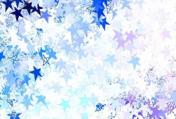Světlá Růžová Modrá Vektorová Kulisa Malými Velkými Hvězdami Dekorativní Zářící — Stockový vektor