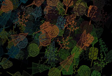 Koyu yeşil, kırmızı vektör zarif desenli ağaçlar, dallar. Eğimli soyut renkli ağaçlar. Web sitesi yöneticileri ve tasarımları için desen.