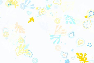 Açık mavi, soyut şekilli sarı vektör arkaplan. Rastgele şekillerle soyut tarzda dekoratif tasarım. İşiniz için en iyi akıllı tasarım.