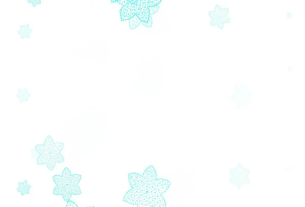 Azul Claro Verde Vetor Doodle Pano Fundo Com Flores Glitter —  Vetores de Stock