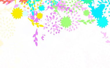 Açık renkli vektör soyut arkaplan çiçekli, güllü. Çiçeklerle karalama tarzında renkli çizimler. Web ve broşürler için elle boyanmış tasarım.