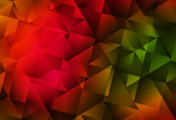 Dark Green Red Vector Shining Triangular Backdrop Modern Abstract Illustration — Stock Vector