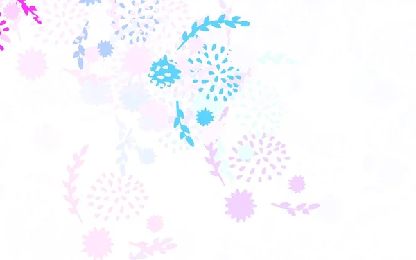 Light Pink Blue Layout Vetor Doodle Com Flores Rosas Nova —  Vetores de Stock