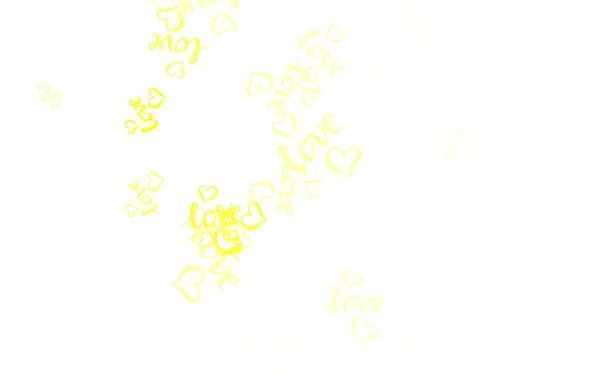 Светло Зеленый Желтый Вектор Сладкими Сердцами Яркая Иллюстрация Сердцами Абстрактном — стоковый вектор