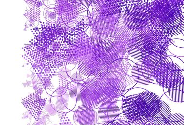 Açık Mor, kristalli pembe vektör şablonu, daireler. Renkli daireler, üçgenler çizilmiş bir resim. Poster ve afiş için en iyi tasarım.