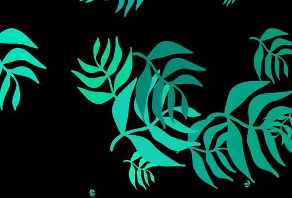 Modèle Doodle Vectoriel Vert Foncé Avec Feuilles Illustration Décorative Avec — Image vectorielle