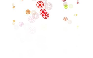 Açık yeşil, noktalı kırmızı vektör arkaplanı. Soyut arka planda bulanık kabarcıklar ve renkli gradyan. Reklamlar, broşürler için desen.