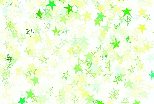 Verde Claro Plantilla Vector Amarillo Con Estrellas Del Cielo Ilustración — Vector de stock