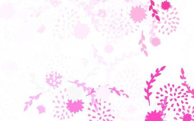 Açık pembe vektör zarif desenli çiçekler, güller. Çiçeklerle süslenmiş soyut çizimler. Tasarımınız için yeni şablon.