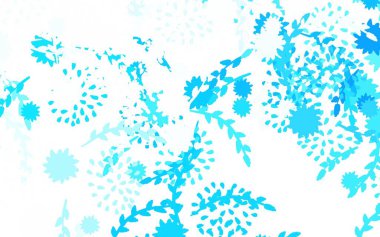 Açık mavi, sarı vektör zarif desenli çiçekli Sketchy karalama çiçekleri beyaz arkaplanda. Web ve broşürler için elle boyanmış tasarım.