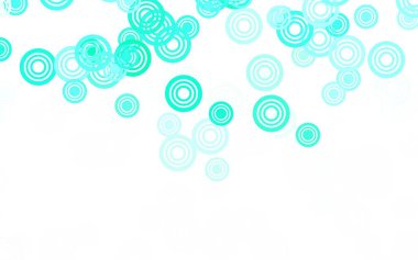 Disklerle açık yeşil vektör dokusu. Renkli su damlaları olan modern soyut çizimler. Reklamlar, broşürler için desen.