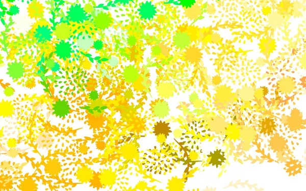 Verde Claro Padrão Natural Vetor Amarelo Com Flores Rosas Ilustração — Vetor de Stock