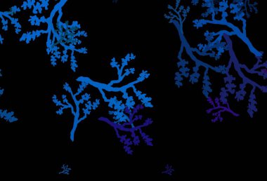 Koyu pembe, dallı doğal mavi vektör arka plan. Beyaz arka planda gradyanı olan yapraklar ve dallar. Cep telefonlarının geçmişleri için şablon.