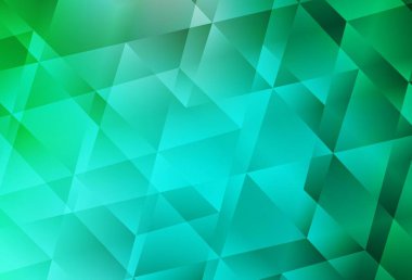 Açık yeşil vektör üçgen arkaplan parlıyor. Çokgen soyut çizim ve gradyan. Arkaplanlarınız için desenli desen.