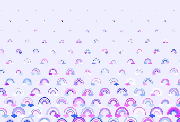 Светло Фиолетовый Векторный Фон Радужными Сияниями Иллюстрация Изолированными Признаками Радуги — стоковый вектор