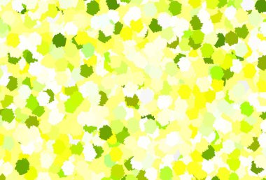 Açık yeşil, kaotik şekilli sarı vektör şablonu. Soyut gradyan şekilli basit renkli çizimler. Web siteniz için basit tasarım.