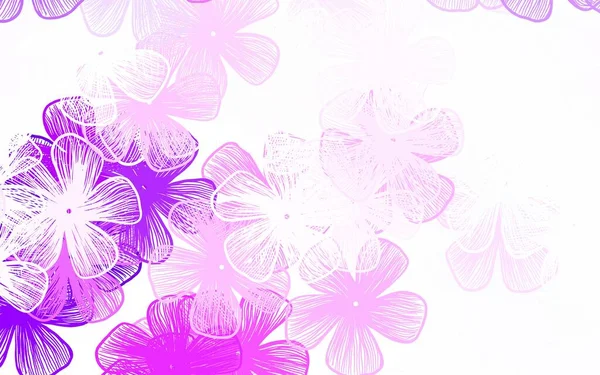 Ljuslila Rosa Vektor Elegant Mönster Med Blommor Doodle Illustration Blommor — Stock vektor