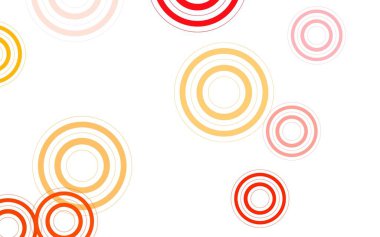 Açık Kırmızı, noktalı sarı vektör arkaplan. Parlak renkli soyut çemberlerin olduğu bir resim. Marka kitabınız için yeni şablon.