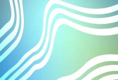 Açık mavi, eğri çizgileri olan yeşil vektör düzeni. Soyut ve gradyan renkte renkli çizimler. Reklamınız için yepyeni tasarım..